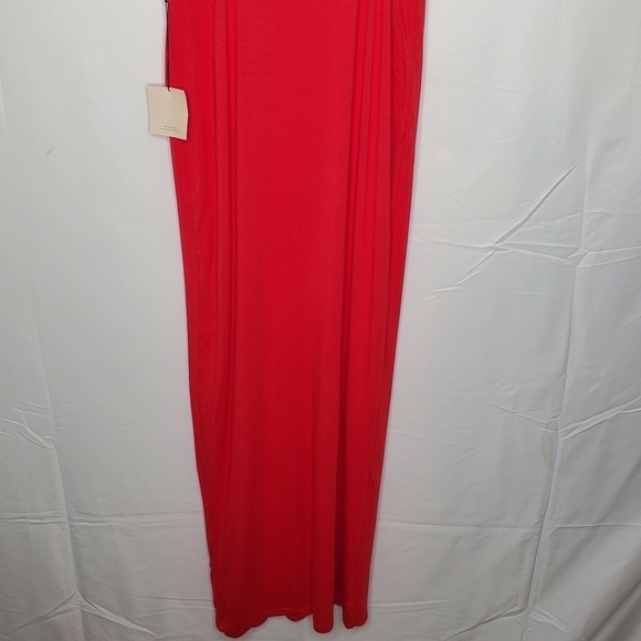 Superdown Erika Deep V Jersey Maxi Dress L Red Stretch Knit Prom Party NEW - Picture 8 of 16